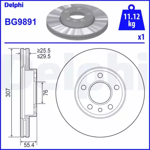 DELPHI Ön Fren Diski Havalı 308 5 BG9891