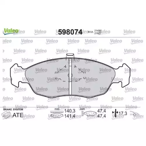 VALEO Ön Fren Balatası 598074