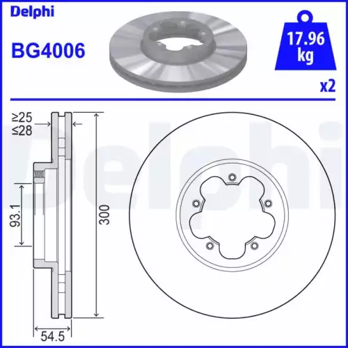 DELPHI Ön Fren Diski Ø300 5 Bıjon BG4006