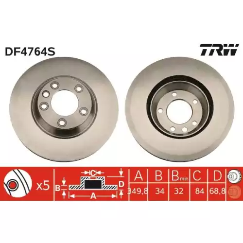 TRW Ön Fren Diski Takım Sağ Ve Sol 350mm DF4764S-DF4760S