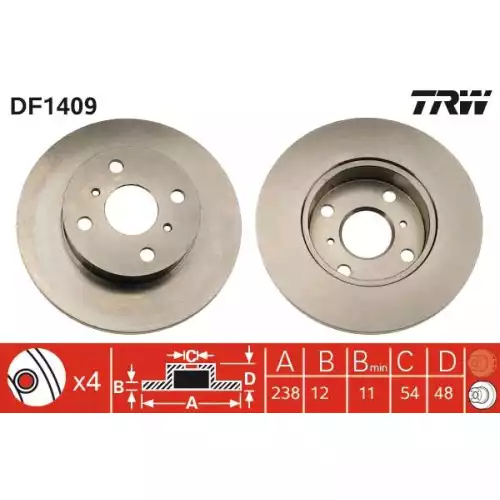 TRW Ön Fren Diski 238mmmm DF1409