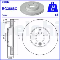 DELPHI Ön Fren Diski Takım Kaplamalı BG3868C