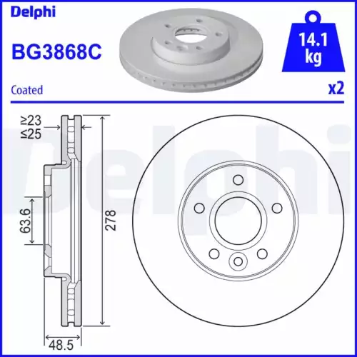 DELPHI Ön Fren Diski Takım Kaplamalı BG3868C