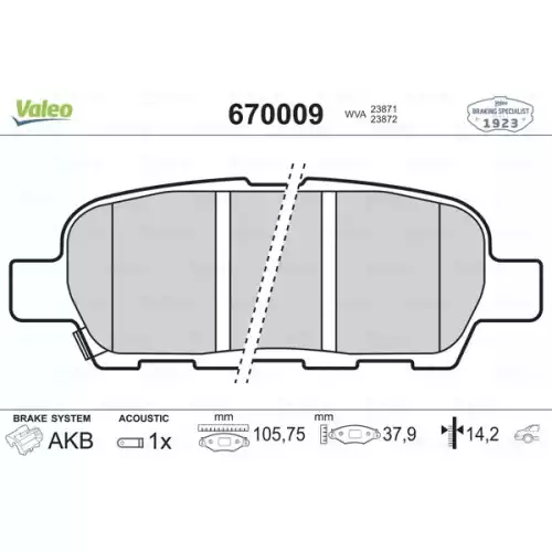 VALEO Arka Fren Balatası Tk 670009