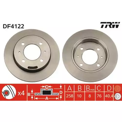 TRW Arka Fren Diski Düz DF4122