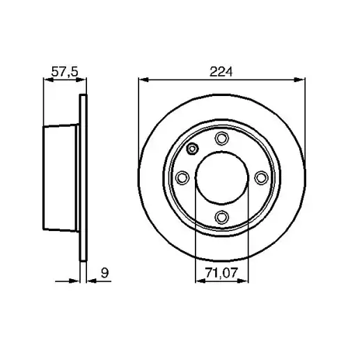 BOSCH Arka Fren Diski Düz 224Mm 0986478604