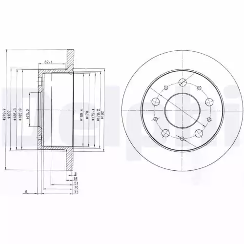 DELPHI Arka Fren Diski Ø280 Dolu BG3923