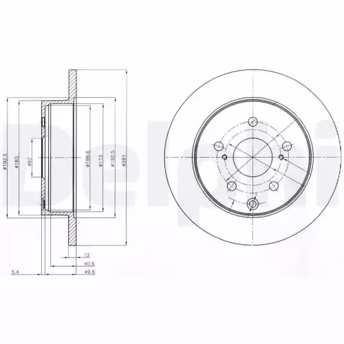 DELPHI Arka Fren Diski Düz 281 5 BG4115