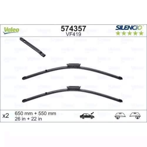 VALEO Silecek Süpürgesi Seti X Trem 650 550mm Flat Blade 574357