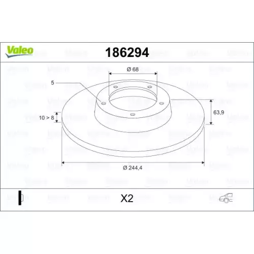 VALEO Arka Fren Diski Adet 186294