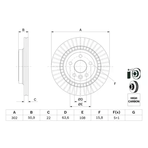 BOSCH Arka Fren Diski 302MM (XC60) 0986479713