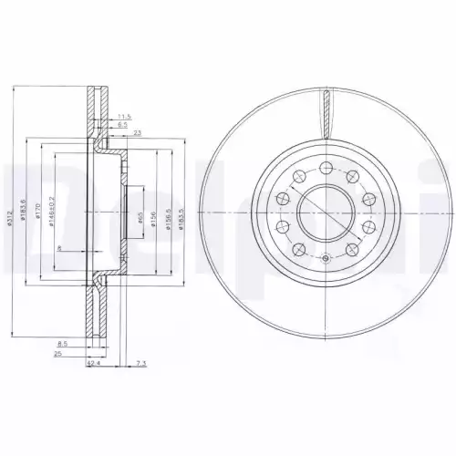 DELPHI Ön Fren Diski Havalı BG3953