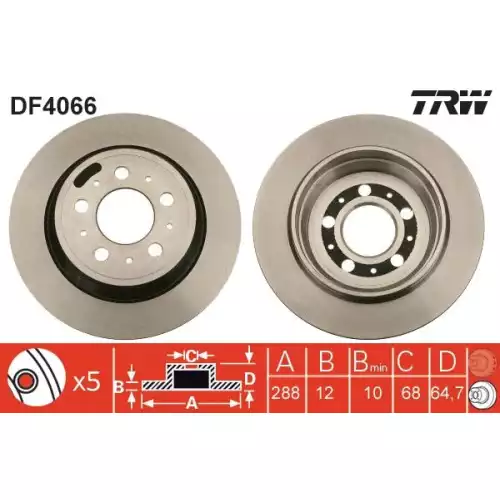 TRW Arka Fren Diski Adet DF4066