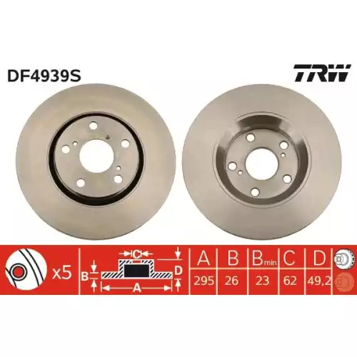 TRW Ön Fren Diski Havalı 295.5mm Takım DF4939S