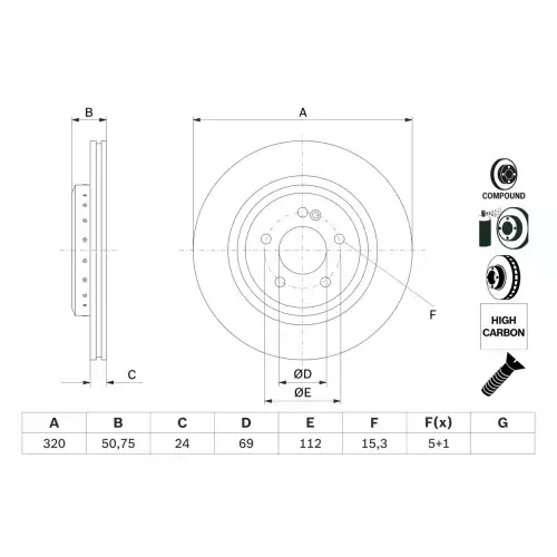 BOSCH Arka Fren Diski Takım 0986479G36