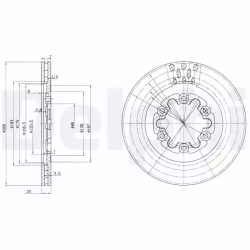 DELPHI Ön Fren Diski Havalı 268 6 BG2678