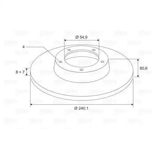 VALEO Arka Fren Diski Düz Rulmansız 240mm 1 Ad 197308