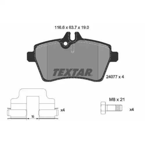 TEXTAR Ön Fren Balatası Tk Benzinli 2407701