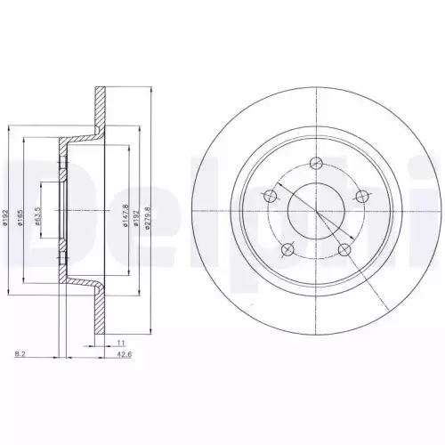 DELPHI Arka Fren Diski 280Mm Dolu *Karbonlu* BG4533C