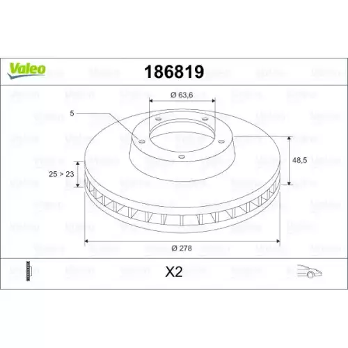 VALEO Ön Fren Diski Havalı 186819