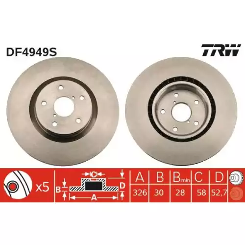 TRW Ön Fren Diski Havalı 326.5.mm DF4949S