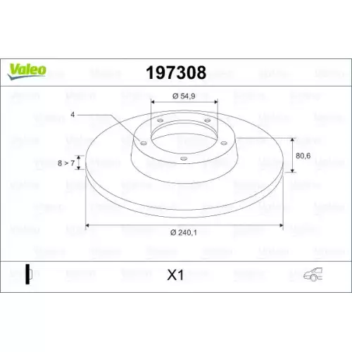 VALEO Arka Fren Diski Düz Rulmansız 240mm 1 Ad 197308