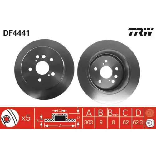 TRW Arka Fren Diski Düz DF4441