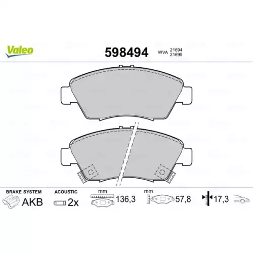 VALEO Ön Fren Balatası Tk 598494