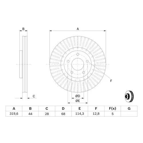 BOSCH Ön Fren Diski Havalı 320MM 0986479679