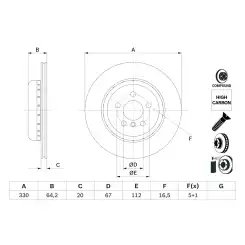 BOSCH Fren Diski Arka Adet 0986479G14