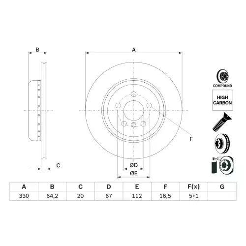 BOSCH Fren Diski Arka Adet 0986479G14