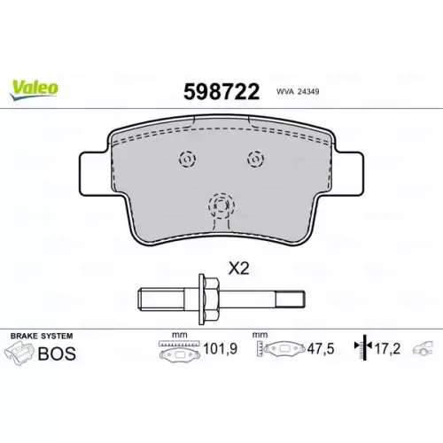 VALEO Arka Fren Balatası Tk 598722