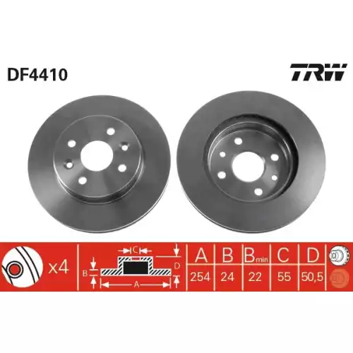 TRW Ön Fren Diski Havalı 254.4mm DF4410