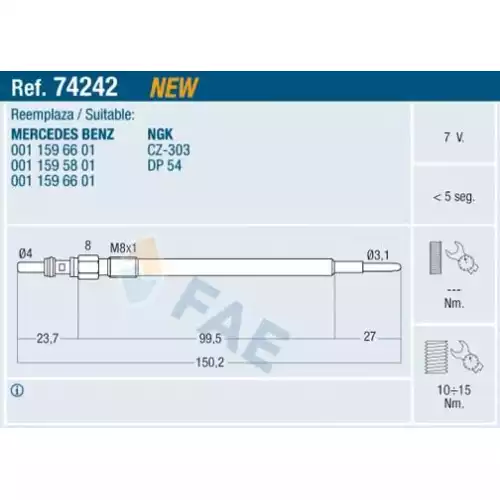 FAE Kızdırma Isıtma Bujisi FAE 74242