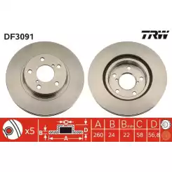 TRW Ön Fren Diski Havalı 260.5.mm Takım DF3091