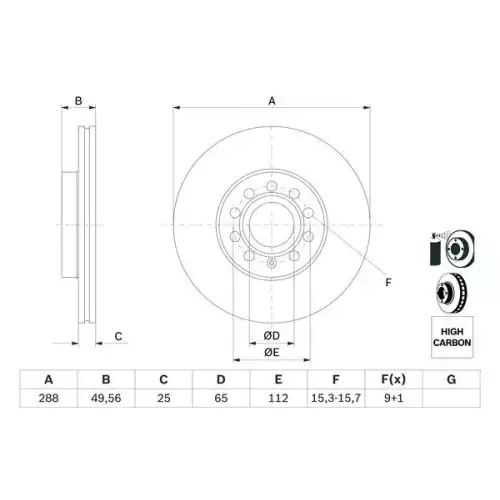 BOSCH Ön Fren Diski Havalı 288Mm 0986479088