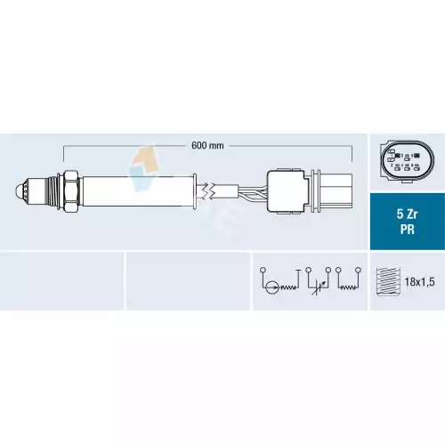 FAE Oksijen Sensörü Katalitik Konvejtör Önü 5 Fişli 630Mm FAE 75125