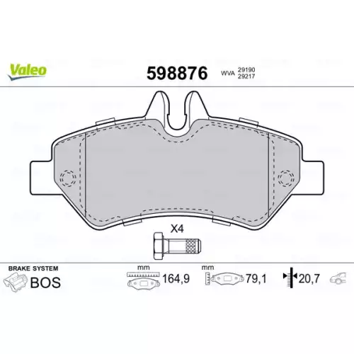 VALEO Arka Fren Balatası Tk 598876