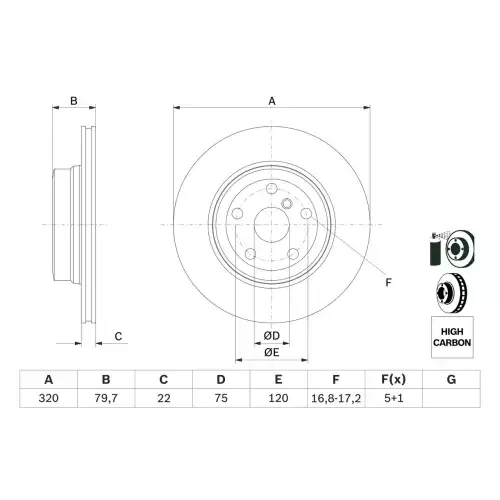 BOSCH Arka Fren Diski 0986479166