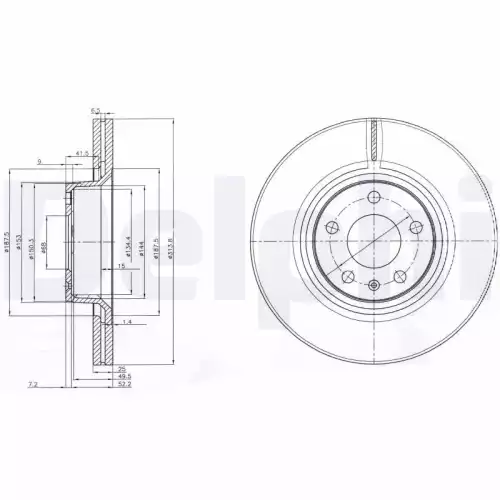 DELPHI Ön Fren Diski Havalı Ø314 5 Bıjon BG3942