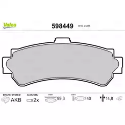 VALEO Arka Fren Balatası Tk 598449