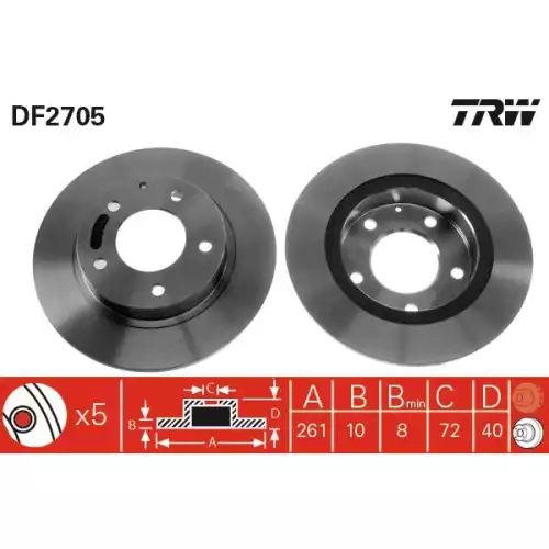 TRW Arka Fren Diski Düz Takım DF2705