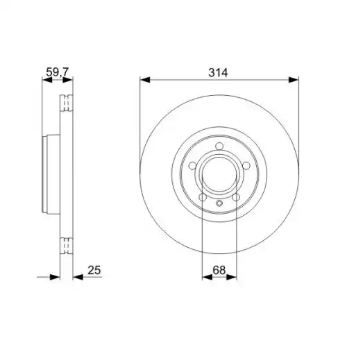 BOSCH Ön Fren Diski 314mm Havalı Yüksek Karbon Alasımlı 0986479301