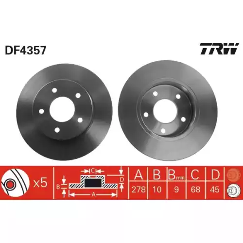 TRW Arka Fren Diski Takım DF4357