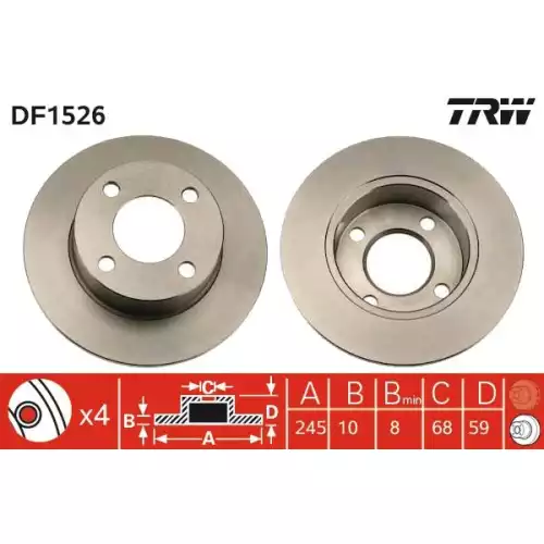 TRW Arka Fren Diski Düz DF1526