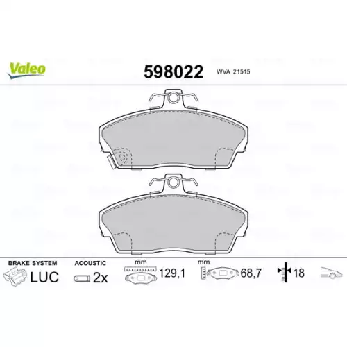 VALEO Ön Fren Balatası Tk 598022