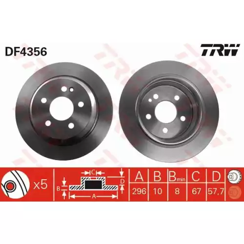 TRW Arka Fren Diski Düz DF4356