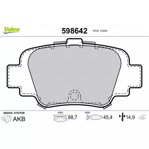 VALEO Arka Fren Balatası Tk 598642