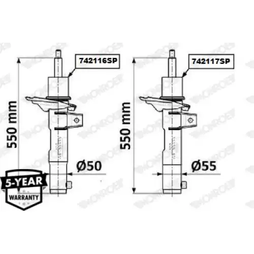 MONROE Ön Amortisör 55mm 742117SP