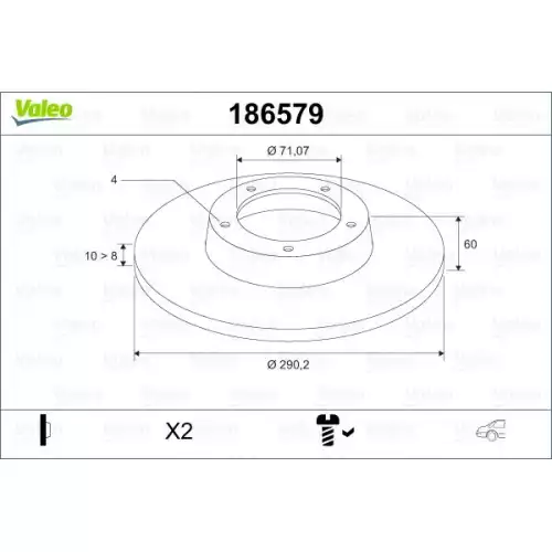 VALEO Arka Fren Diski Takım 186579